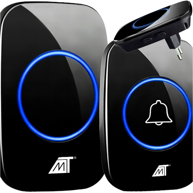 Dzwonek bezprzewodowy do drzwi bramy furtki Wodoodporny IP44 zewnętrzny 300m 21803 czarny