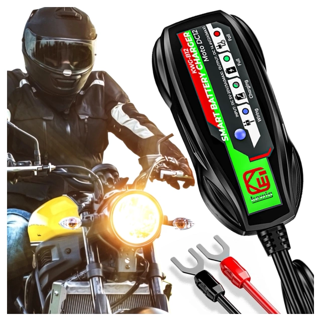Ładowarka do Akumulatorów Motocyklowych Kewig B12 – Prostownik Mini z Podłączeniem do Akumulatora, USB-C z Gniazdka lub Powerbanku, Inteligentna z Zabezpieczeniami