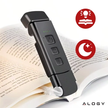 Alogy Clip Lampe LED Leselampe Wiederaufladbare Buchclip-Lampe Schwarz
