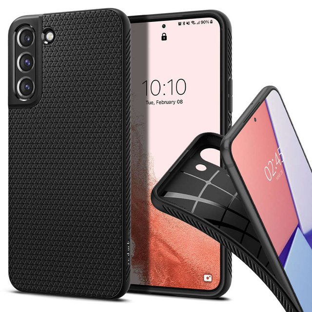 Etui obudowa Spigen Liquid Air do Samsung Galaxy S22 Matte Black + Szkło