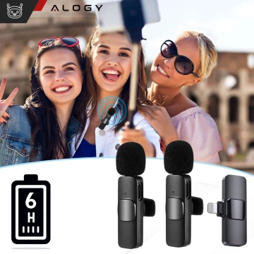 2x Alogy Lightning Wireless Lavalier-Mikrofon für Apple iPhone iPad Kleine Mikrofone Set bestehend aus zwei Mikrofonen