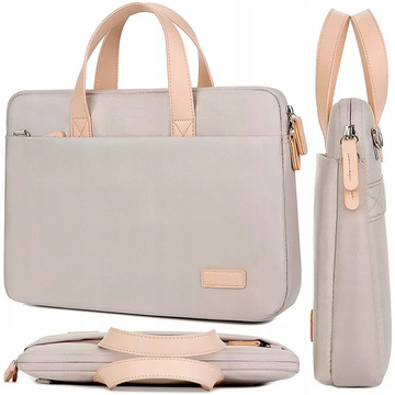 Umhängetasche für Herren und Damen für Laptop, Tablet, 14 Zoll, Reisestoff, Alogy-Bezug, Beige