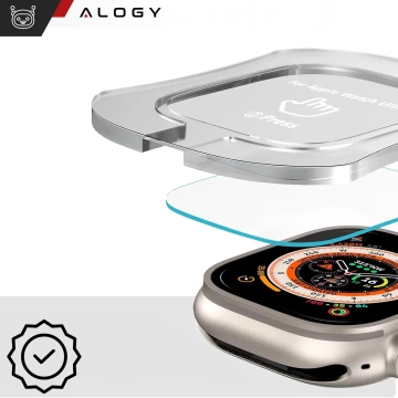 Gehärtetes Glas für Apple Watch Ultra 2 / Ultra 49 mm Displayschutz Alogy Protector 9H mit Positionierungsrahmen