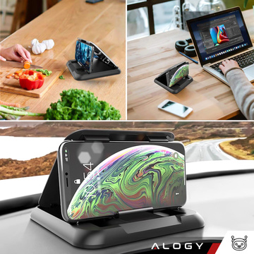 Alogy Carbon Auto-Cockpit-Armaturenbrett-Halterung für Telefone bis zu 6,8 Zoll, GPS, schwarzer Organizer