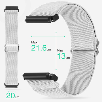 Pasek elastyczny Uniwersalny nylonowy Alogy Nylon opaska do zegarka Smartwatcha 20mm biały