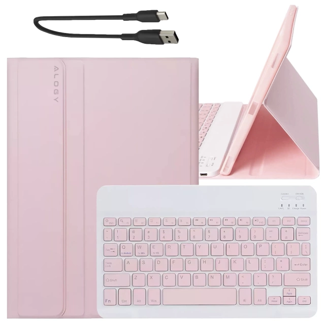 Etui z klawiaturą z miejscem na rysik do Samsung Galaxy Tab S10 FE / S10 Lite / S9 FE 10.9" Alogy Keyboard Case Różowe
