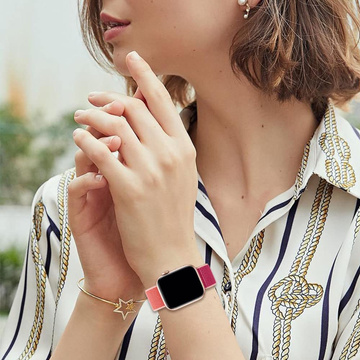 Pasek Alogy Nylon Strap z rzepem do Apple Watch 1/2/3/4/5/6/7/8/SE/Ultra (42/44/45/49mm) Różowy