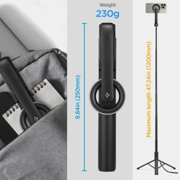Selfie Stick Stick Stativ Spigen S580W MagSafe Bluetooth Telefonhalter Fotos Fernbedienung Schwarz