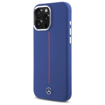 Mercedes Hülle für iPhone 16 Pro Max 6,9" Marineblau MagSafe Hardcase Silikon Rot gestreift