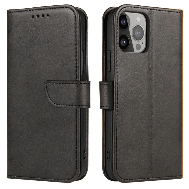 Magnet Phone Case für iPhone 14 Plus elegante Hülle mit Flipcover und Standfunktion schwarz