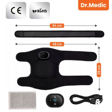 Heizband mit Massagefunktion für Knie, Ellbogen oder Schulter – Wärme, Linderung von Gelenkschmerzen, Rehabilitation, Thermotherapie – Dr.Medic FlexTherm™ Schwarz