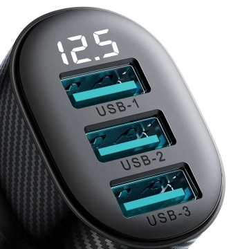 Joyroom JR-CCD03 Autoladegerät 3x USB-A 17W mit Display – Schwarz