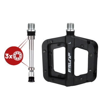 Plattform-Fahrradpedale für MTB-Fahrräder, Aluminium 9/16" Schwarzes Aluminium-Set [2 Stk.]