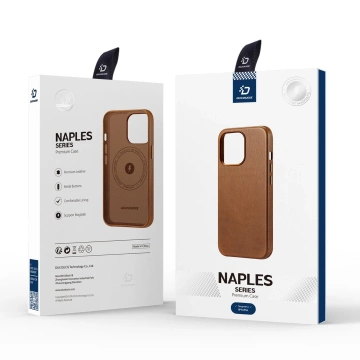 Dux Ducis Naples Hülle iPhone 14 Pro magnetische Lederhülle MagSafe braun
