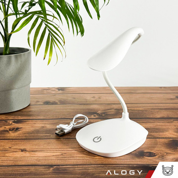LED-Schreibtischlampe für Schreibtisch, Touch, Touch, Schule, USB, stehend, Nacht, kabellos, flexibel, Alogy, Weiß