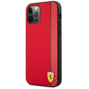 Ferrari iPhone 12 Pro Max 6.7" Hülle Rot/Rot Hardcase On Track Carbon Stripe