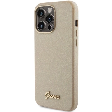 Etui Guess GUHCP15XPGMCSD für iPhone 15 Pro Max 6,7" Złoty/Light Gold Hardcase Glitter Glossy Script