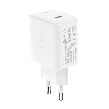 Acefast GaN 30W USB-C PD QC 3.0 Weißes Wandladegerät