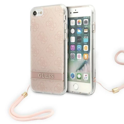 Guess Handyhülle für iPhone SE 2022 / SE 2020 / 7/ 8 pink/pink Hardcase 4G Print Strap