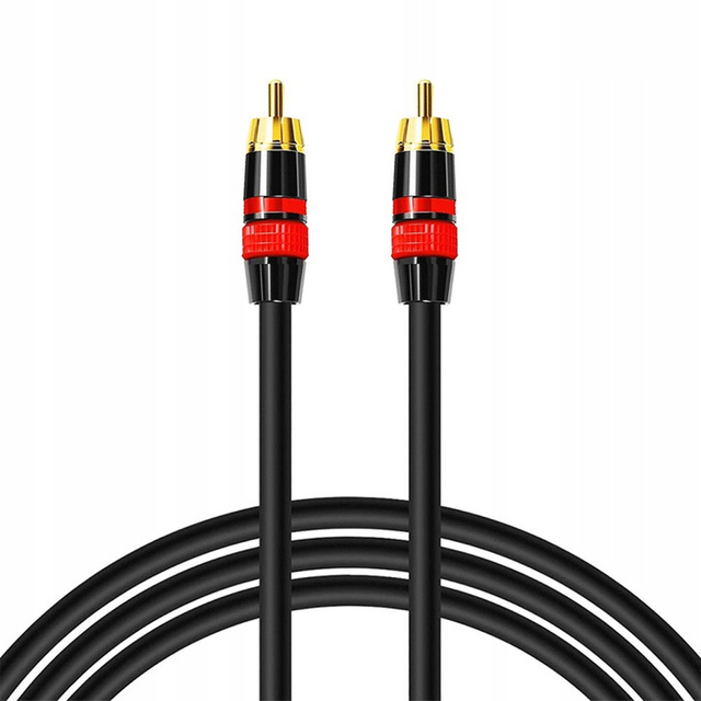 3m Kabel RCA do RCA (cinch) przewód Subwoofer premium MOZOS czarno-czerwony pozłacane wtyki