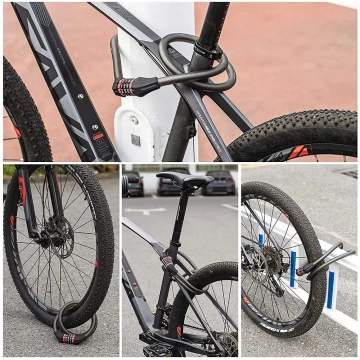 Rockbros RKS507-1BK Fahrradschloss mit Zahlenkombination 1,8 m – Schwarz