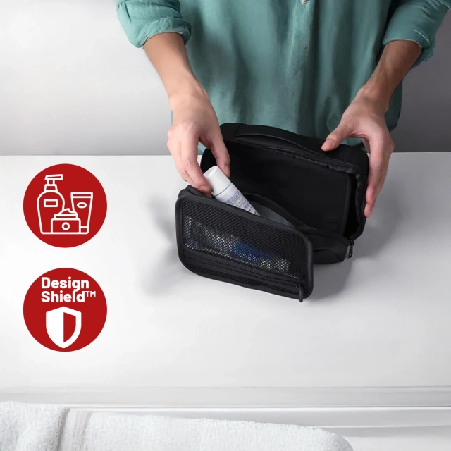 Torba Podróżna Kosmetyczka Mark Ryden Męska i Damska, Pojemna 3.9 l, 4 Przegrody z Haczykiem, Zamek Błyskawiczny YKK, Materiał PU + Oxford – Czarna