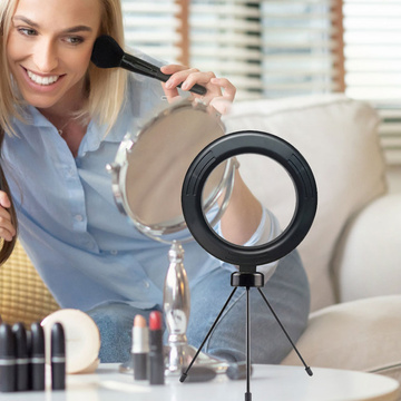 LED-Ringlampe 16cm Mini-Stativstativ Stativbeleuchtung für Selfie-Make-up-Fotos