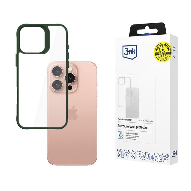 Etui 3mk Satin Armor Case+ Green do Apple iPhone 16 Pro Przezroczyste