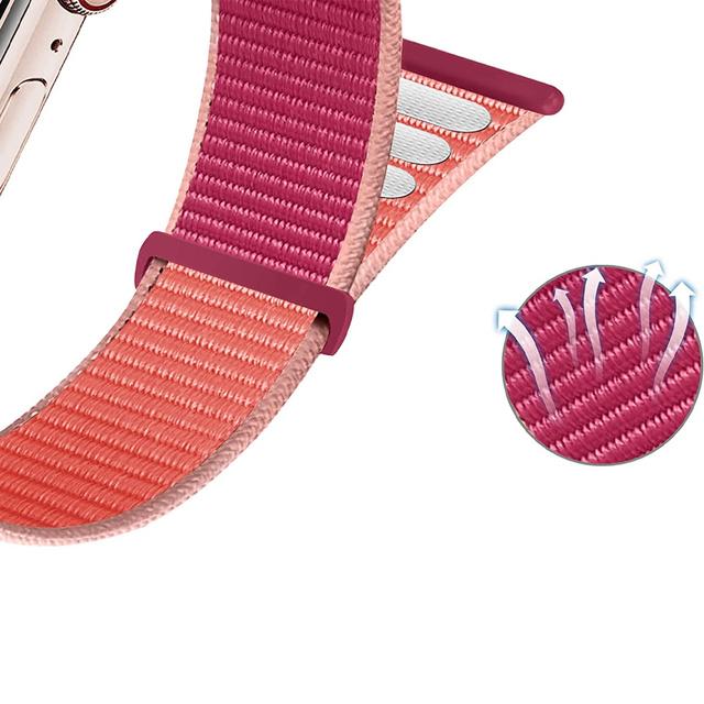 Pasek Alogy Nylon Strap z rzepem do Apple Watch 1/2/3/4/5/6/7/8/SE/Ultra (42/44/45/49mm) Różowy