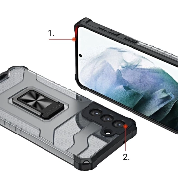Crystal Ring Case Tough Hybrid Cover Magnethülle für Samsung Galaxy S22 (S22 Plus) rot