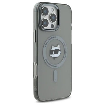 Karl Lagerfeld Hülle für iPhone 16 Pro Max 6,9" Schwarz MagSafe Hardcase IML Metall Choupette Head