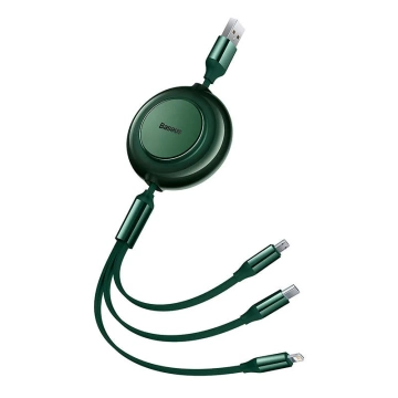 Baseus Bright Mirror 2 3in1 USB Kabel, Micro USB / Lightning / USB-C, flach, 3.5A, 1.1m (grün)