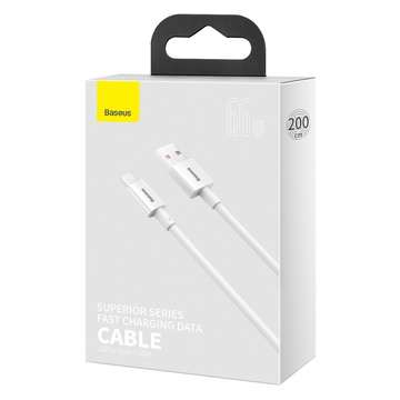 2m Baseus Superior Series USB zu USB-C Typ C 66W Kabel Weiß