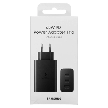 Samsung Wandladegerät 2x USB Type C / USB PPS, Power Delivery PD 65W, QC 3.0, AFC, FCP schwarz (EP-T6530NBEGEU)