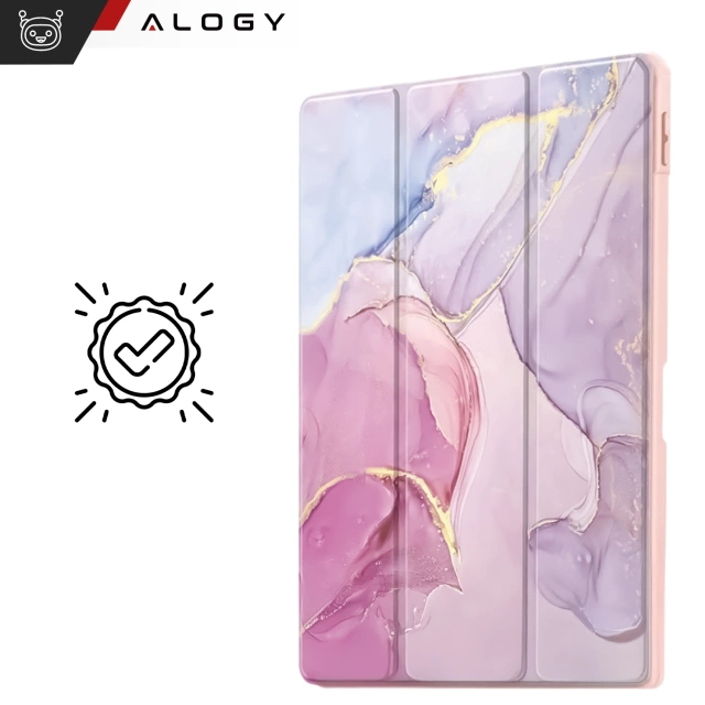 Etui hybrydowe z miejscem na rysik do Apple iPad Air 11" (2024,2025) / Air 10.9" (2020,2022) / Pro 11 (2018) Alogy Hybrid Book Cover Case Marble Różowe