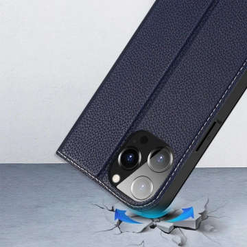Dux Ducis Skin X2 Hülle für iPhone 14 Pro Max magnetische Flip-Cover blau