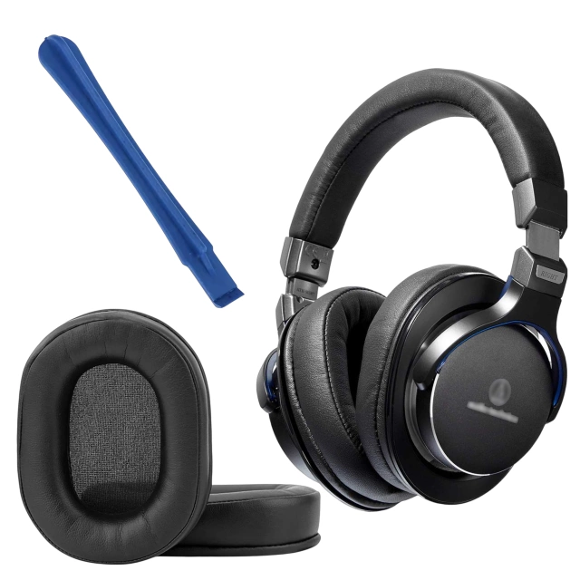 Nauszniki 2x wymienne pady gąbki do słuchawek do AUDIO-TECHNICA ATH-MSR7 ATH-M50x Czarne + urządzenie do demontażu