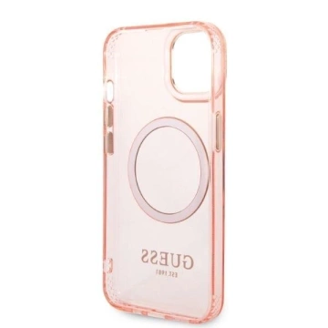 Etui Guess GUHMP14SHTCMP für Apple iPhone 14 6,1" różowy/pink Hard Case Gold Outline Translucent MagSafe