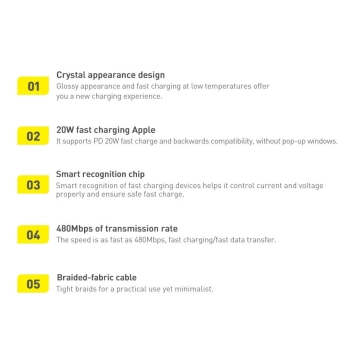Baseus Crystal Shine Series Kabel USB-Kabel für schnelles Aufladen und Datenübertragung USB Typ C - Lightning 20W 1,2m Lila (CAJY000205)