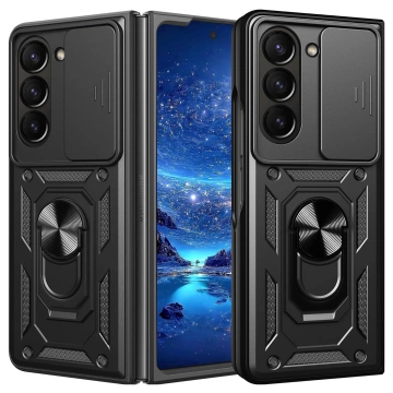 Schutzhülle für Samsung Galaxy Z Fold 6, gepanzerte Slide-Hülle mit Ringkameraschutz, Camshield Alogy, schwarz