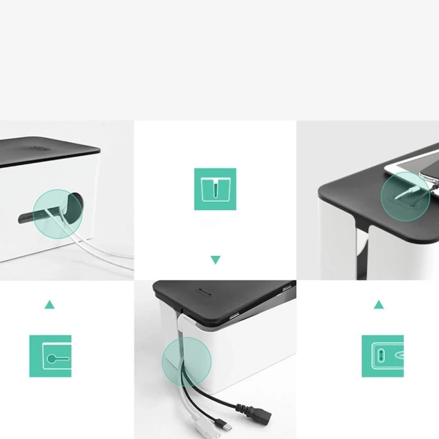 Organizer do kabli UGREEN pudełko pojemnik na listwy L 42,5x17,5x15,5cm czarno-biały (LP110)