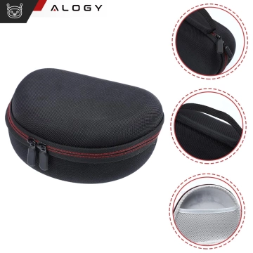 Schutzhülle für JBL Tune 600/510/500/460/450 Kopfhörer, Alogy Hartschalenetui mit Reißverschluss, Schwarz