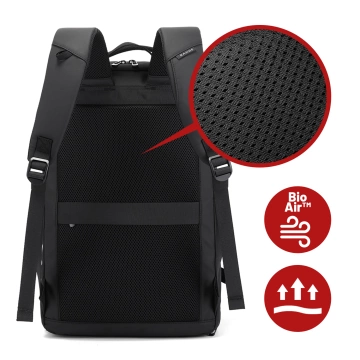Bange wasserdichter Rucksack für 15,6-Zoll-Laptop, Stadtreisender, 45 x 30 x 16 cm, für Arbeit, Flugzeug, Herren, Damen, mit USB-Anschluss Schwarz