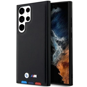 Hülle BMW BMHCS23L22PTDK für Samsung Galaxy S23 Ultra S918 Leder Stamp Tricolor schwarz/schwarz