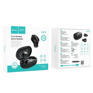 HOCO EW11 Kabellose Bluetooth TWS-Kopfhörer – Schwarz mit Ladeetui
