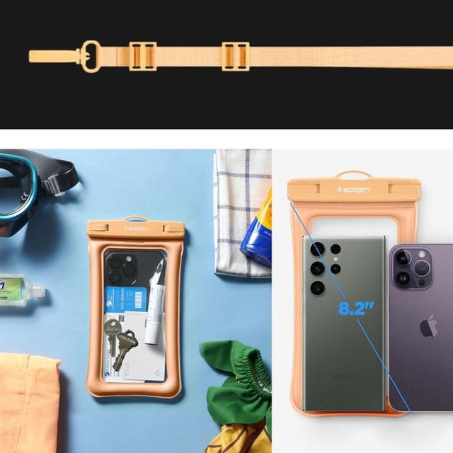 Etui wodoszczelne na telefon 6,9" uniwersalne Spigen A610 Universal Waterproof float case przezroczysto-pomarańczowe