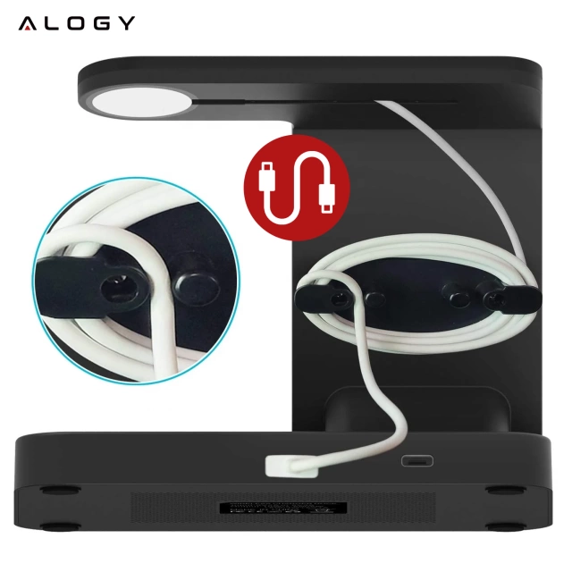 Ładowarka indukcyjna Qi 15W do iPhone Apple AirPods bezprzewodowa 2w1 Stacja dokująca Czarna