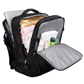 Bange wasserdichter Rucksack für 15,6-Zoll-Laptop, Stadtreisender, 45 x 30 x 16 cm, für Arbeit, Flugzeug, Herren, Damen, mit USB-Anschluss Schwarz