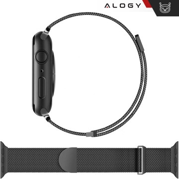 Alogy Stahlarmband für Apple Watch 42/44/45/49 mm Edelstahl Schwarz