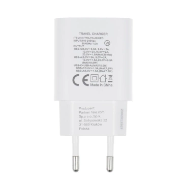 FORCELL F-ENERGY Wandladegerät Typ C USB A PD QC4.0 3A 30W Weiß